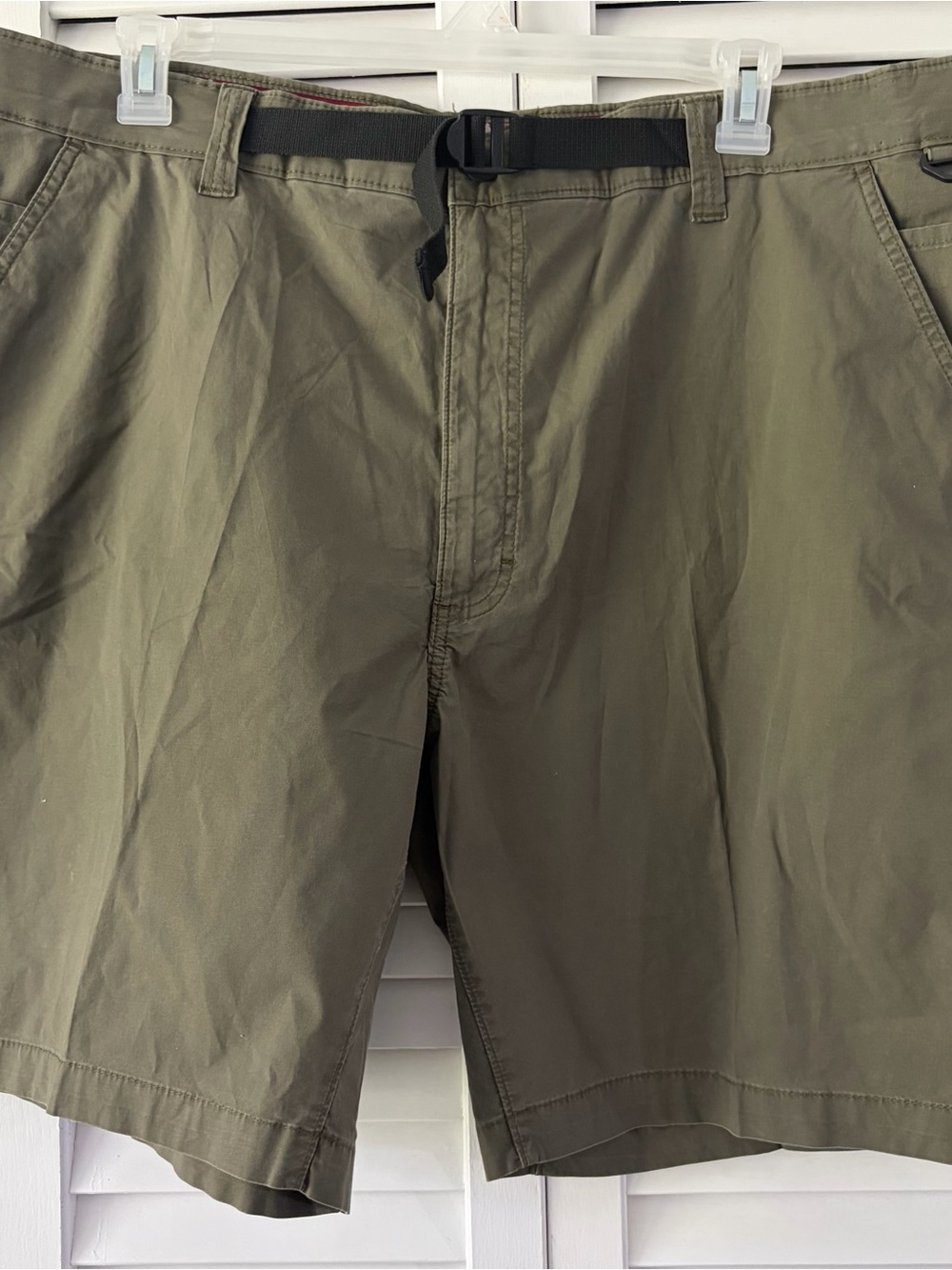 Wrangler Olive Green Hybrid Shorts with Webbing Belt